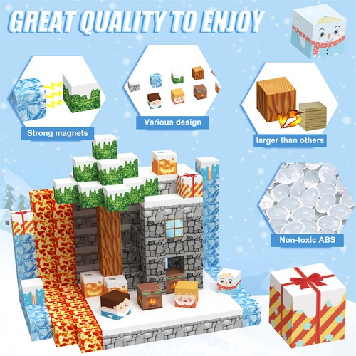 100Pcs Magnetic Building Blocks Cubes Stacking, STEM Montessori Sensory Toys - Picture 6 of 17
