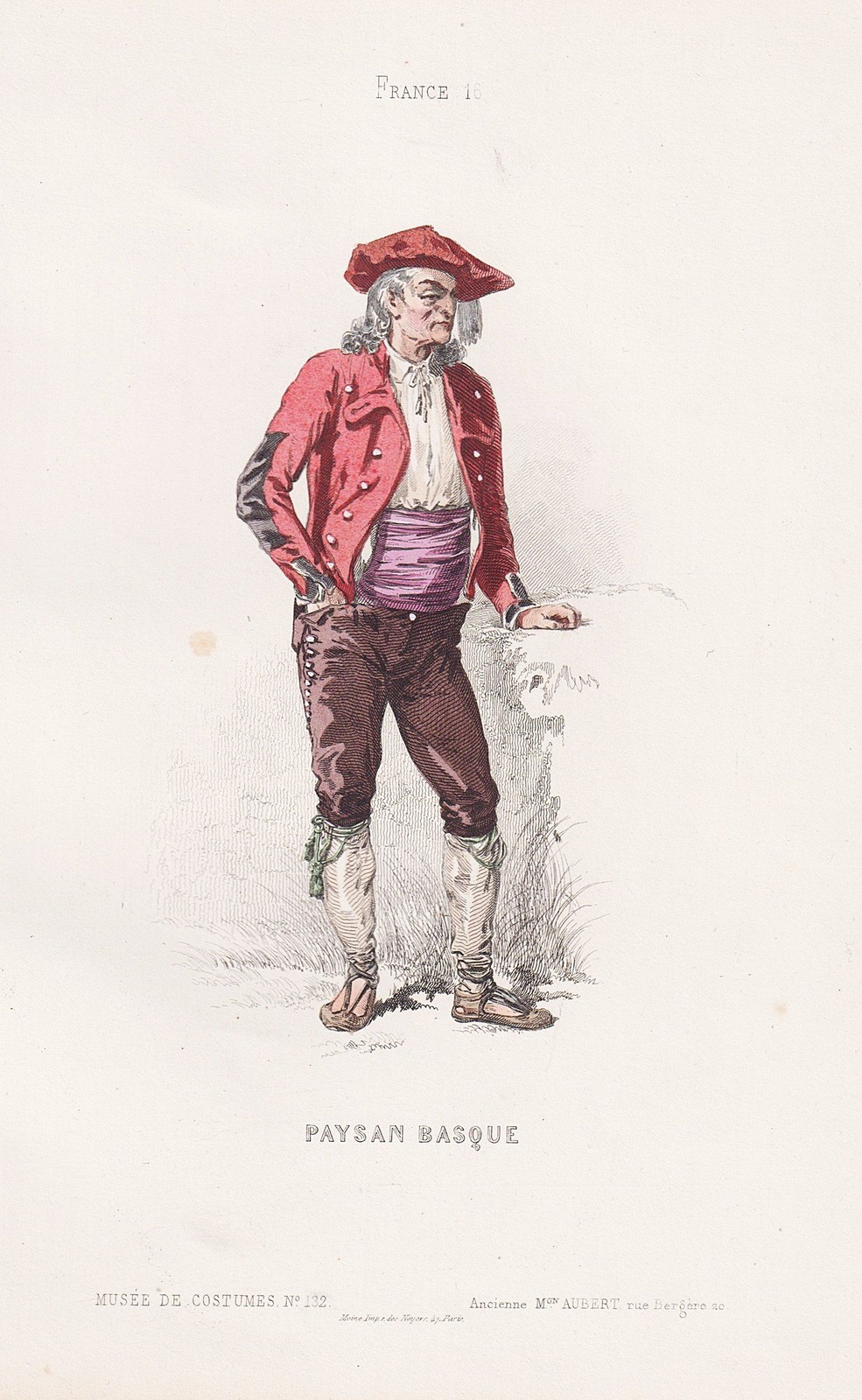 Disfraz De Granjero Del País Vasco Traje Grabado 1800.