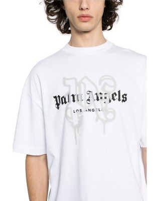 Print-Shirt Palm Angels Los Angeles Monogram Print T-Shirt Weiß Herren 