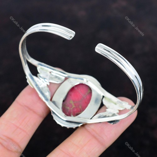 Kingman Red Mohave Copper Turquoise bangle 925 Sterling Silver butterfly Bangle - Picture 11 of 11