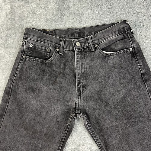 Levis Jeans Mens 32x30 Black 505 Regular Straight Heavy Denim Pants Faded - Picture 2 of 11