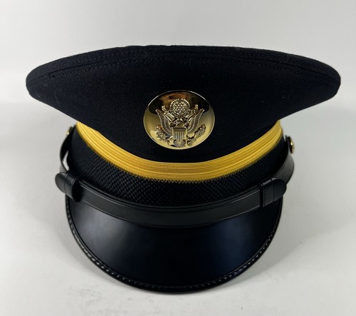 [MINT] Bancroft Military Officer Black Dress Cap w/Gold Insignia Size: 6 & 7/8