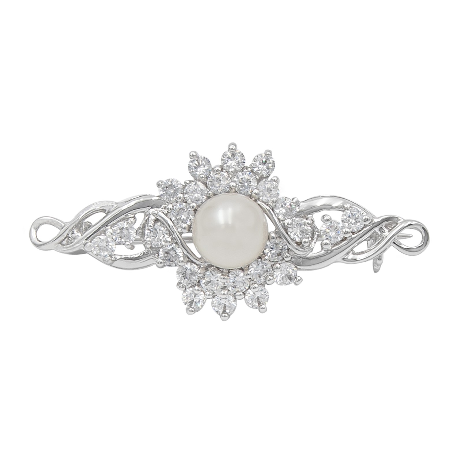 Брошь Солнечный луч из пресноводного жемчуга с платиновым покрытием Gold Coast и фианитами 2490₽
