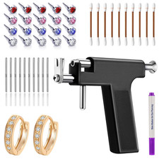 Ear Piercing Gun Kit, Professional Body Earrings Piercing Kit with a Pair of 18K