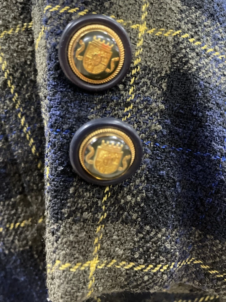 Chaqueta Blazer De Colección Basler Para Mujer Azul y Amarillo A Cuadros Talla 44 (US 14) Botón Foto 3 de 4