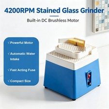 4200RPM Stained Glass Grinder, Power Art Grinding Tool w/ 2 layers sinks Grinder