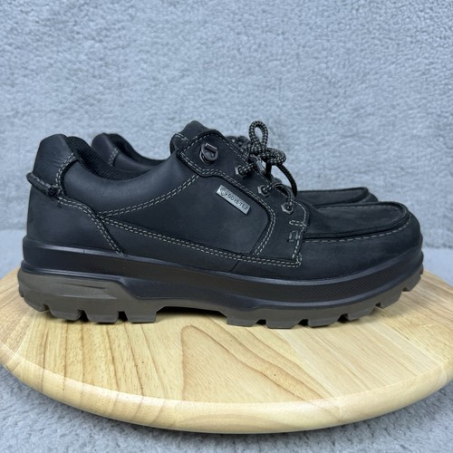 Ecco Rugged Track Hydromax Herren US 8 EU 42 Schwarz GTX Low Top Mokassinnaht Wildleder Schuhe