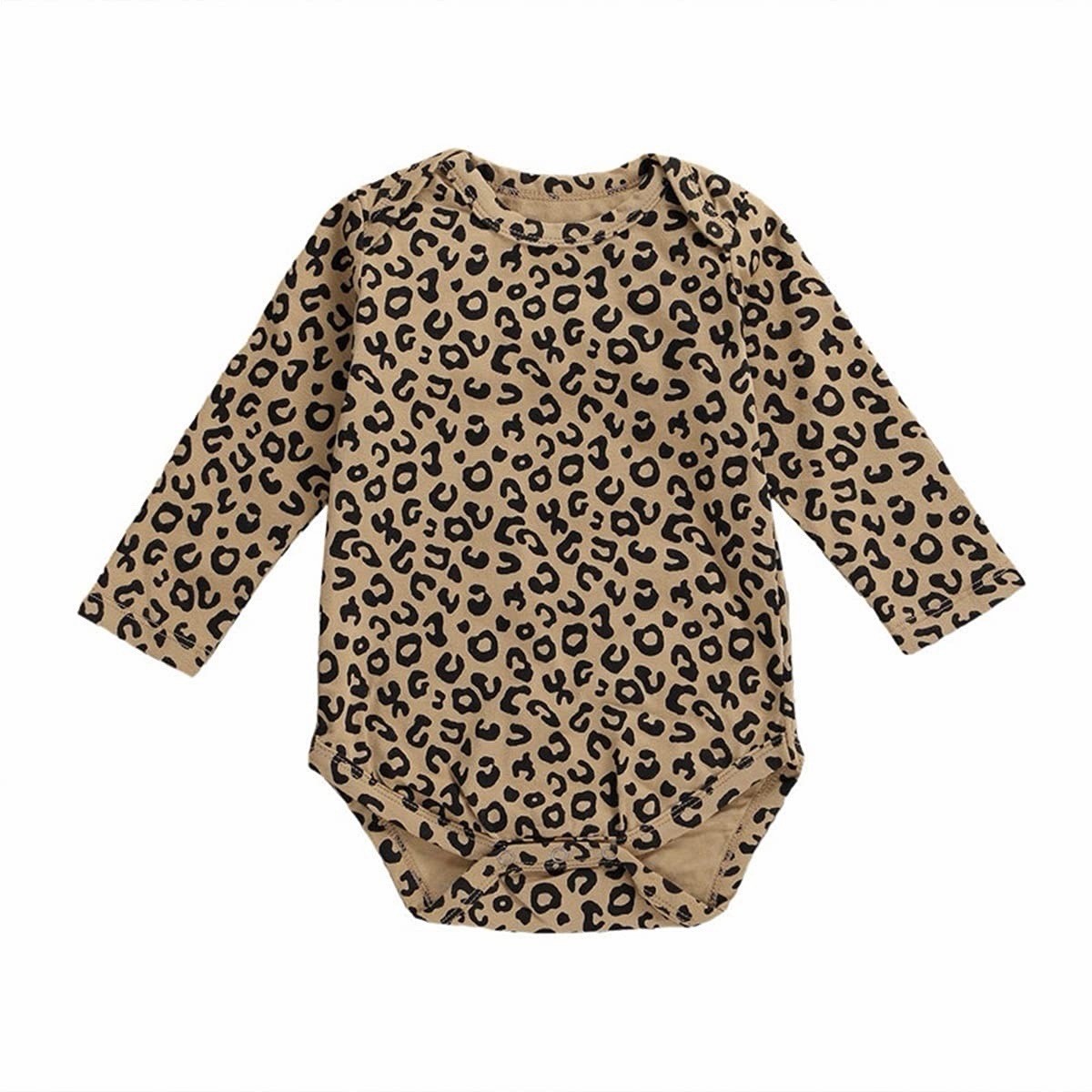Chaleco Body Bebé Manga Larga Marrón Claro Leopardo Talla 9-12 Meses