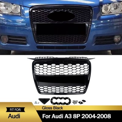For Audi A3 8P 2004-2008 RS3 Style Front Bumper Honeycomb Mesh Grille Grill