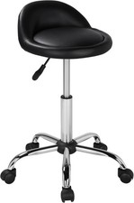 Adjustable Rolling Salon Stool With Backrest Swivel Spa Tattoo Chair Black