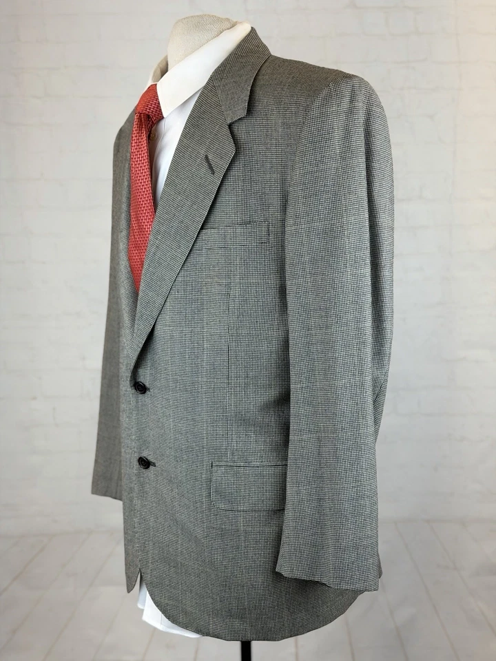 Terno de lã Oxxford Clothes masculino cinza marrom Houndstooth xadrez super 100s 44R 38X29 - Imagem 2 de 4