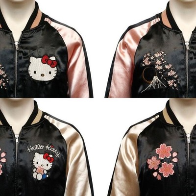 Sanrio Hello Kitty Sakura Embroidered Reversible Sukajan Jacket XS