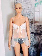 VICTORIA'S SECRET CREAM COQUETTE LINGERIE GOWN WOMEN'S SIZE L