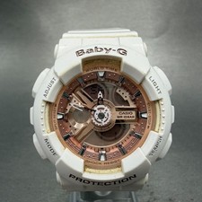 Casio Baby-G Watch Women 43mm White Rose BA-110 Alarm Chrono New Battery