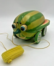 Vintage 1965 Cragstan Wacky Melon Pull Toy Trippy Watermelon