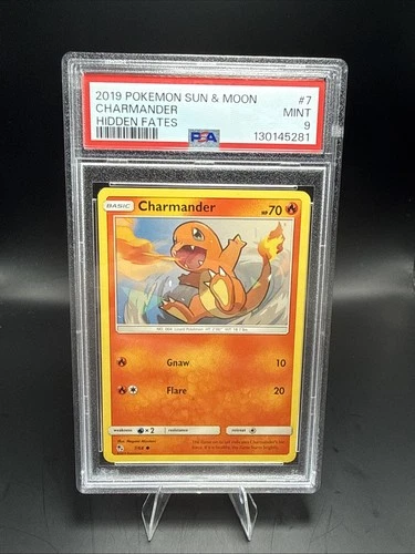 Pokemon Sun & Moon Hidden Fates 7/68 Charmander Pokemon Card PSA 9