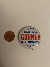 Vintage Time For Gurney U.S. Senate Political Pin Back Button P1