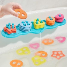 Toddler Bath Toys for Kids, Mold Free Bath Toys Silicone Color and Shape Sort...