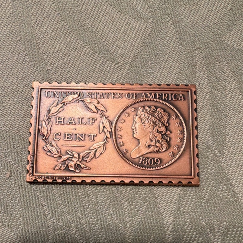 United States of America 1809 Half Cent Copper Commemorative Token Exonumia