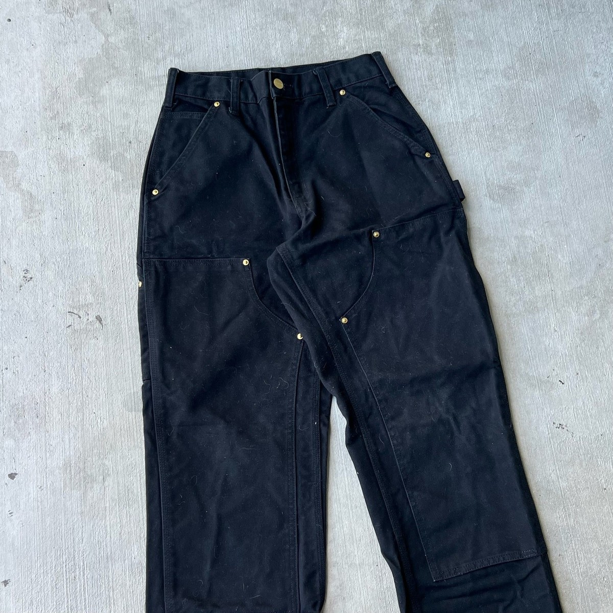 Carhartt black double knee work wear carpenter pants 28x30 | eBay