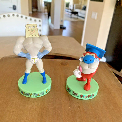 Vintage 1994 Dakin Nickelodeon Figures Ask Dr. Stupid Stimpy & Powered Toast Man