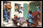 Mayfairstamps pc fauna cats moving with kittens causing mayhem graphic Post Card — photo 1