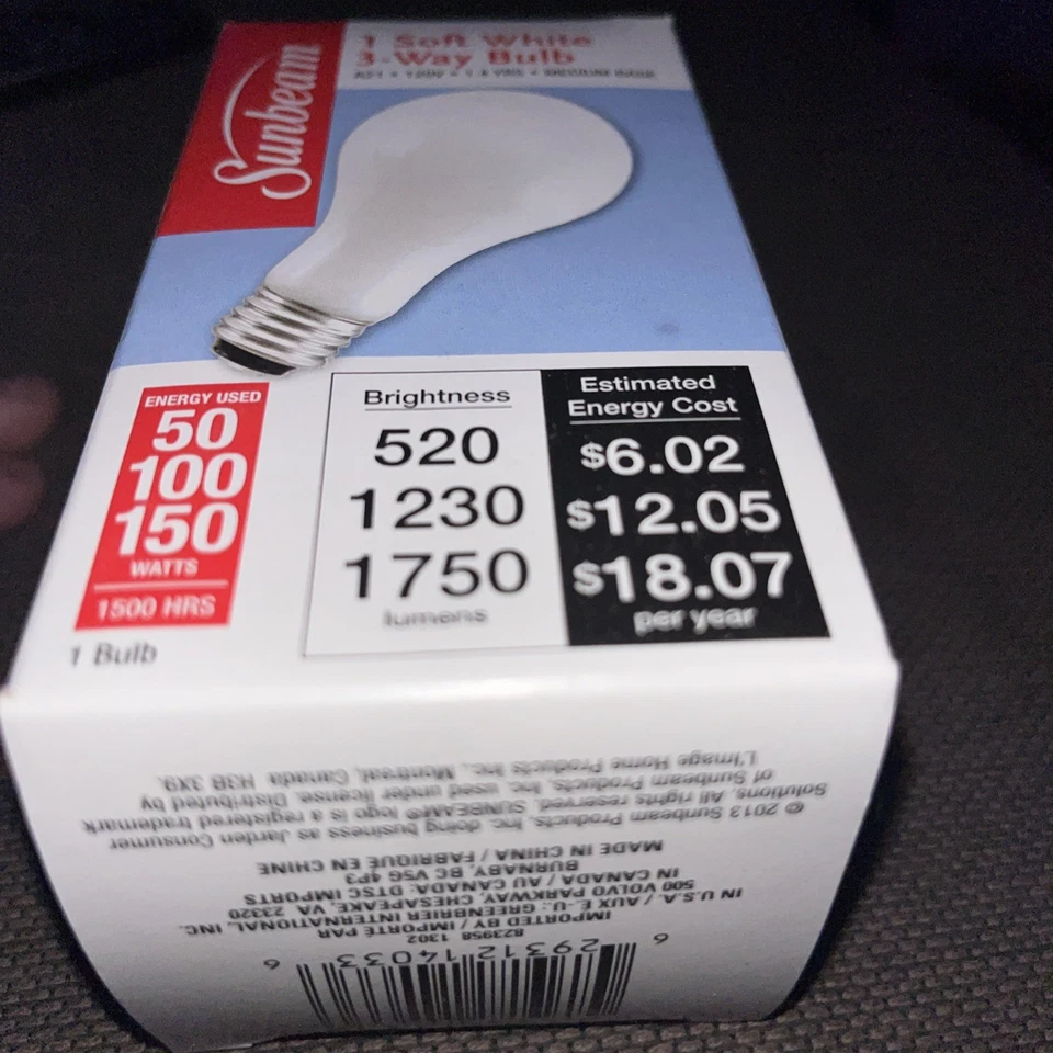 NIP Sunbeam 1 Soft White 3-Way Bulb 50/100/150 Watts. - Image 4 of 4