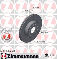 2X Bremsscheibe Zimmermann 600.3264.20 2 Bremsscheiben Vorderachse Vorne FüR Vw
