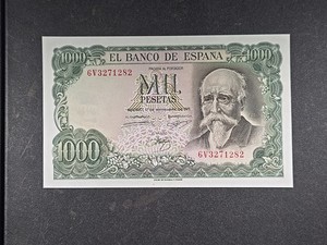 1971 (1974) SPAIN 1000 Pesetas banknote - Pick# 154 - Crisp AU+   stk#A