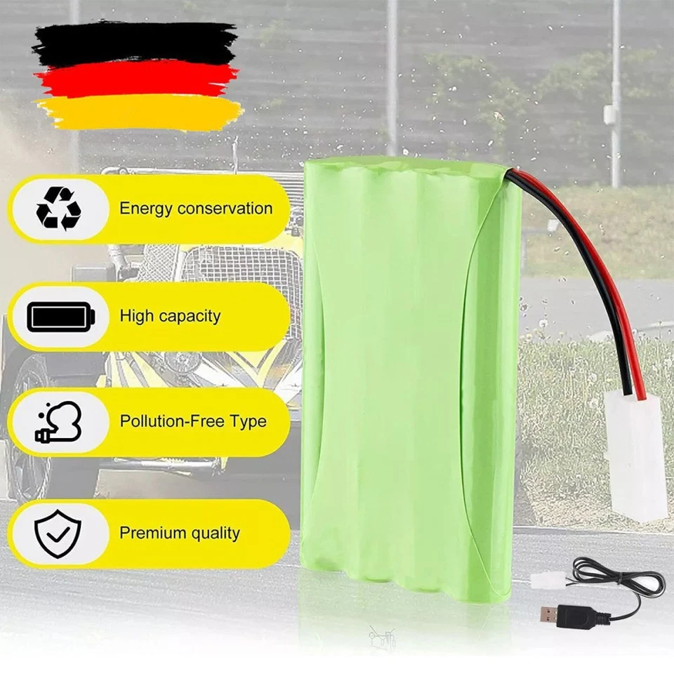 9,6V NiMH Akku 2400mAh Pack Tamiya Stecker mit USB-Ladegerät für RC Auto Drone! - Bild 2 von 4