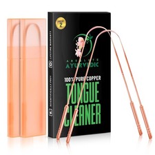 Absolute Ayurvedic Tongue Scraper For Adults Copper, Copper Tongue Cleaner Fo...