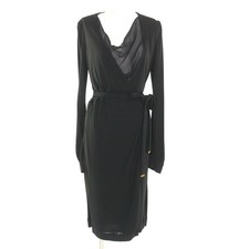 GUCCI Very 310720 Ribbon design Silk wrap dress Dress Black SizeM hanger