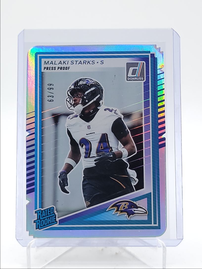 MALAKI STARKS 2025 DONRUSS RATED ROOKIE SILVER PRESS PROOF DIE CUT /99 Q5204