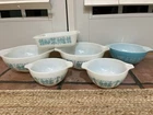 Pyrex Nesting Amish Butterprint Cinderella Set Blue 441 442 443 0503 Vintage