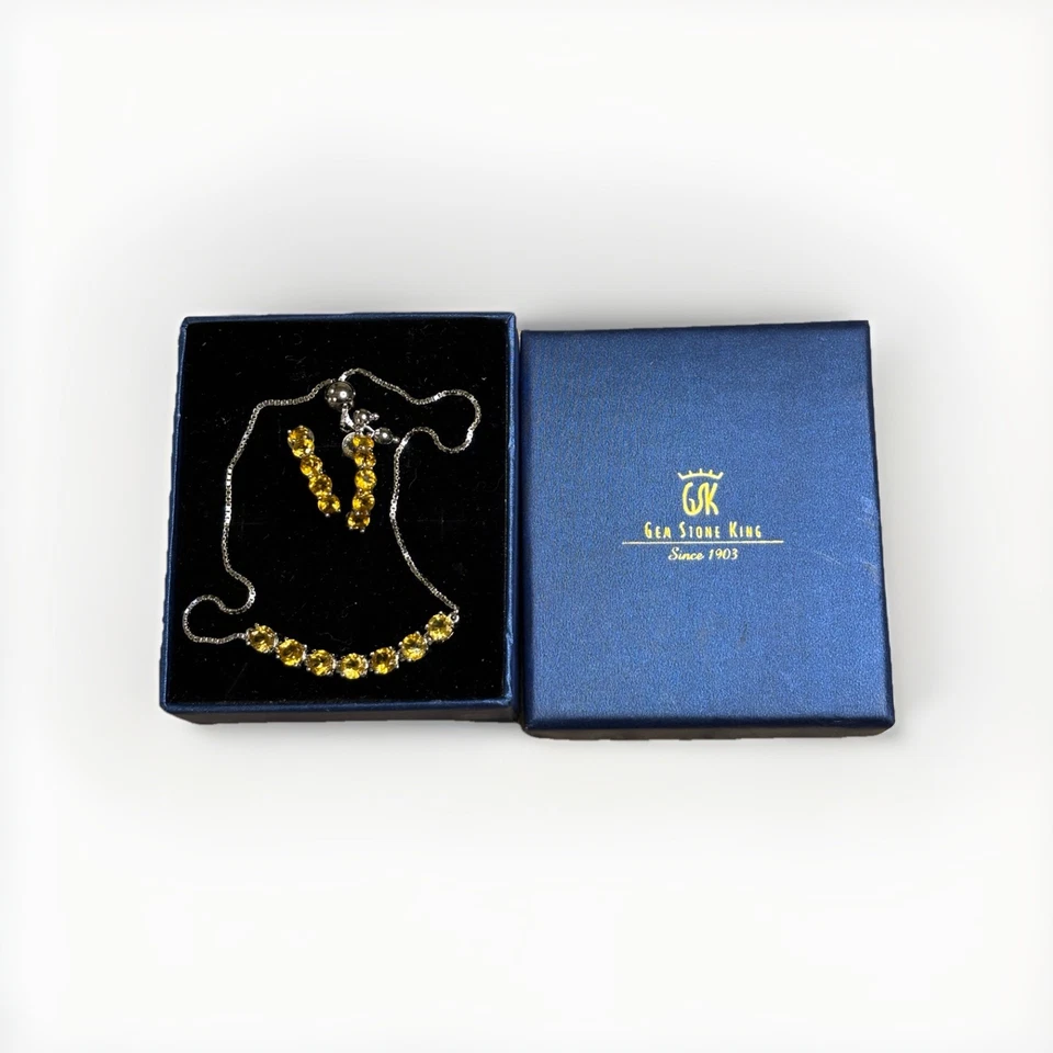 Conjunto de joyería pulsera y pendientes de citrino rey piedras preciosas  Foto 3 de 4