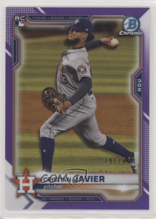 2021 Bowman Chrome Purple Refractor 191/250 Cristian Javier #80 Rookie RC fo7