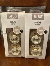 BIBS Boheme Round Pacifier Size 2 Ivory 4 Count