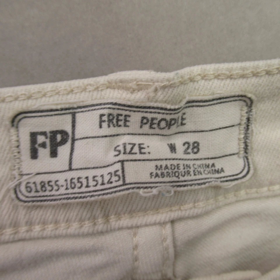 Pantalones de mezclilla Free People para mujer 28 regulares marfil informales ligeros pierna recta Foto 3 de 4