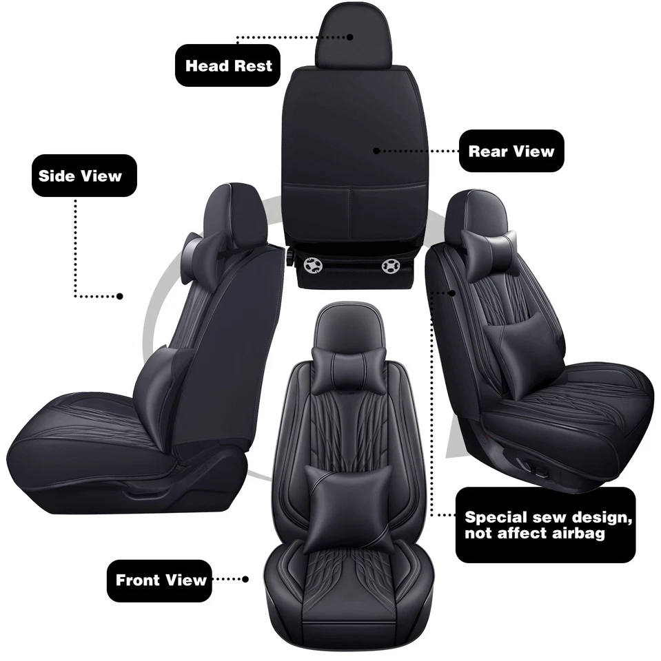For Acura Car Seat Covers Leather Front Rear Full Set 5-Seats Protectors Cushion Foto 4 de 4