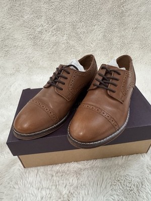 Johnston Murphy LK Conard Tan Leather Cap Toe Brogue Oxford Dress Shoes 12 kids