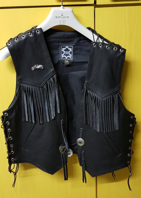 Lederweste mit Franzen Biker Motorrad Trike Indianer Cowboy M