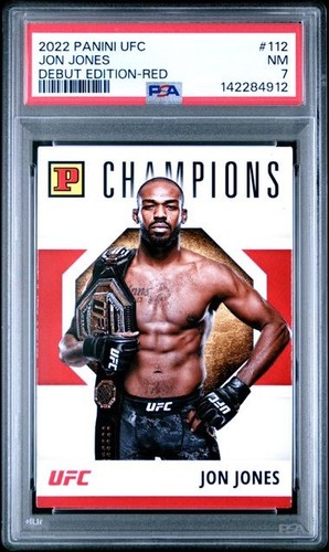 2022 Panini UFC: JON JONES, Debut Edition SSP Insert Red (#112) PSA 7