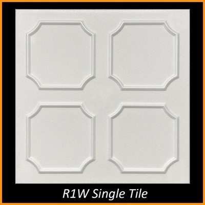 3D Polystyrene Glue Up Ceiling Tiles 20x20 R1 White Pack of 8 (21.12 s/f)
