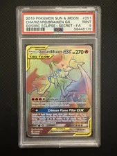 PSA 9 CHARIZARD BRAXIEN GX 251 COSMIC ECLIPSE SUN MOON POKEMON