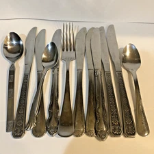 12 Stainless Steel Flatware Lot Spoons Fork, Knives, Arts Crafts Jewelry Bulk