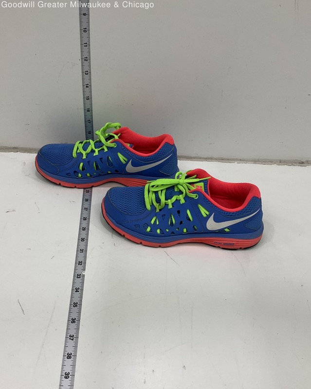 Nike Dual Fusion Run 2 Women Blue/Neon Green Sneakers Size 9.5
