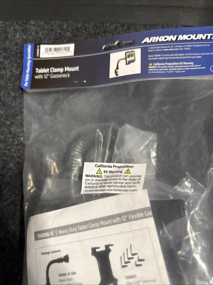 ARKON Heavy Duty Tablet Holder 7.1"-18.4" with Clamp Mount Bendable 12"Arm - Image 2 of 3