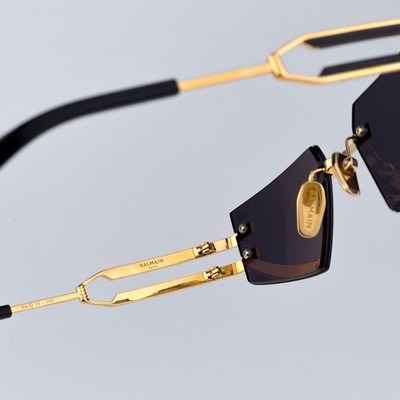 Balmain Men Sunglasses Titanium Gold Black Grey Geometric  display picture 1