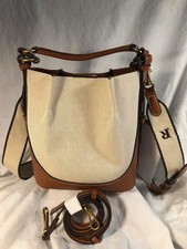 Rara borsa a secchiello Zara marrone/crema nuova senza etichette fuori produzione bicolore con cinturino e portafoglio