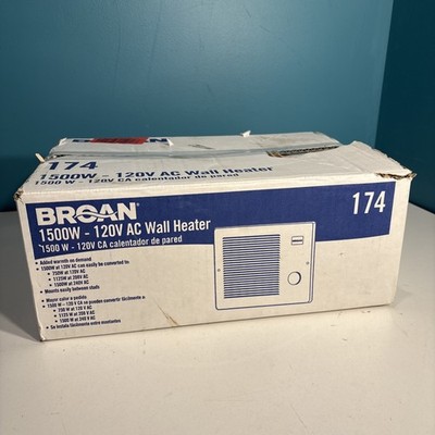 Broan 174 Wall Heater,Adjustable thermostat, 750/1500 Watt 120 Vac - White
